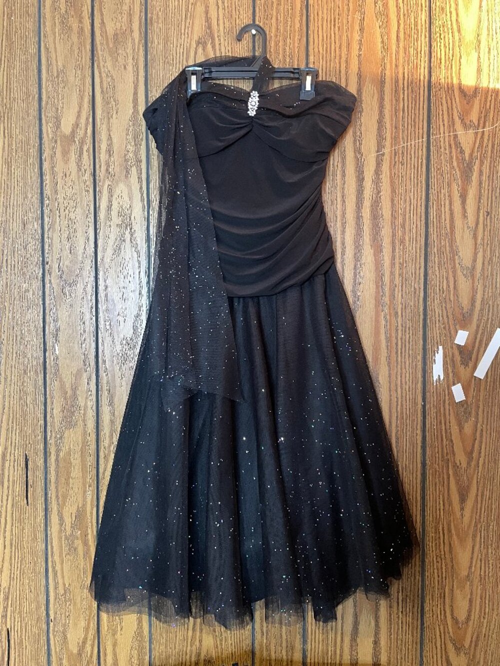 B. Darlin Black Dress with Sparkles & Tulle Halter Women's Size 13/14 *Like New*